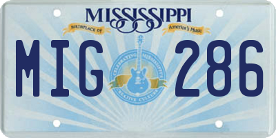 MS license plate MIG286