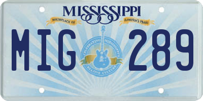 MS license plate MIG289