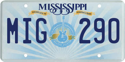 MS license plate MIG290