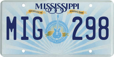 MS license plate MIG298