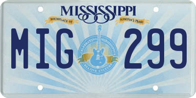 MS license plate MIG299