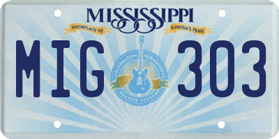 MS license plate MIG303