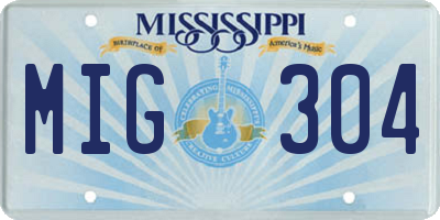MS license plate MIG304