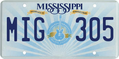 MS license plate MIG305