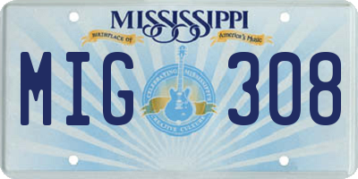 MS license plate MIG308