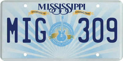 MS license plate MIG309
