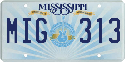 MS license plate MIG313