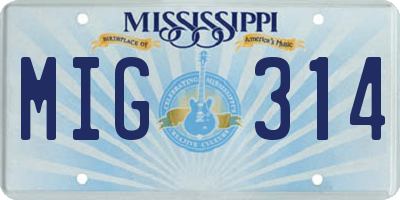 MS license plate MIG314
