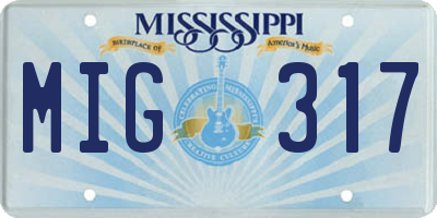 MS license plate MIG317