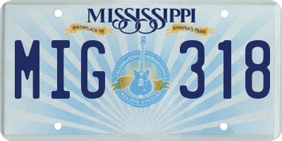 MS license plate MIG318