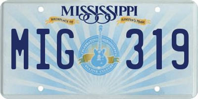 MS license plate MIG319