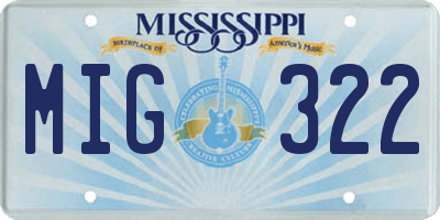 MS license plate MIG322