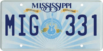 MS license plate MIG331