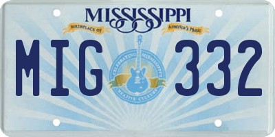 MS license plate MIG332
