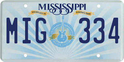 MS license plate MIG334