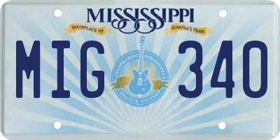 MS license plate MIG340