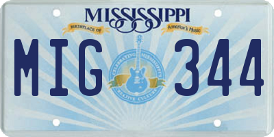 MS license plate MIG344
