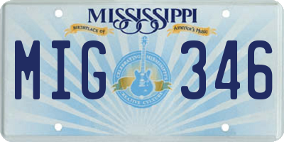 MS license plate MIG346