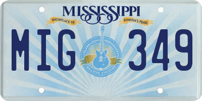 MS license plate MIG349