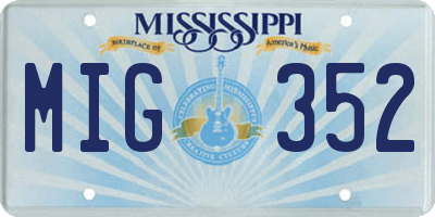 MS license plate MIG352