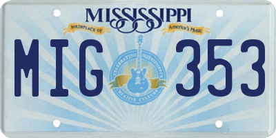 MS license plate MIG353