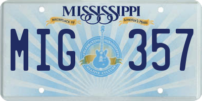 MS license plate MIG357