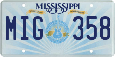 MS license plate MIG358