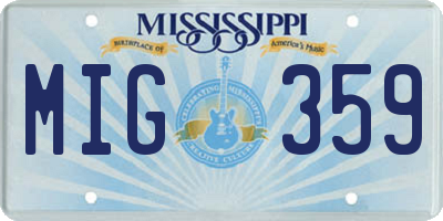 MS license plate MIG359