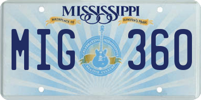 MS license plate MIG360