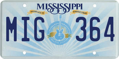 MS license plate MIG364