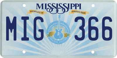 MS license plate MIG366