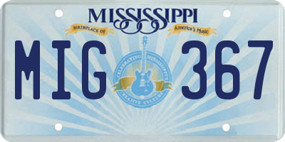MS license plate MIG367