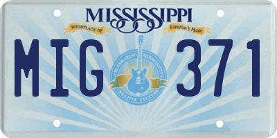 MS license plate MIG371