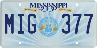 MS license plate MIG377