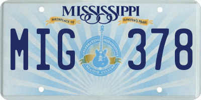 MS license plate MIG378