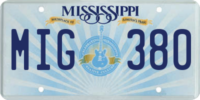 MS license plate MIG380