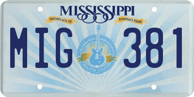 MS license plate MIG381