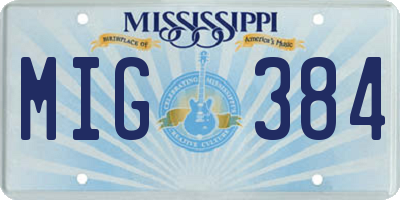 MS license plate MIG384