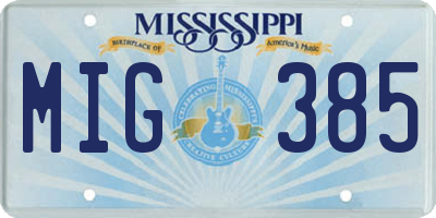 MS license plate MIG385