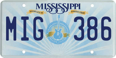 MS license plate MIG386