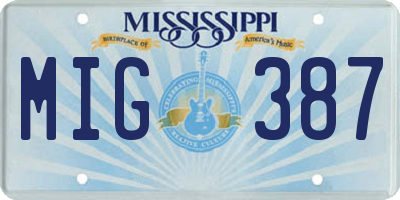 MS license plate MIG387
