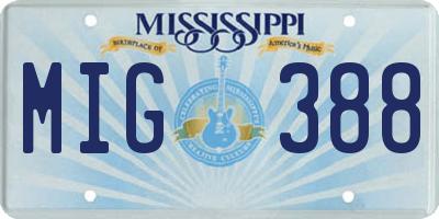 MS license plate MIG388