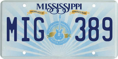 MS license plate MIG389