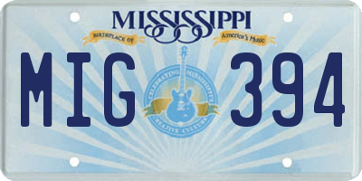 MS license plate MIG394