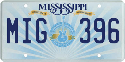 MS license plate MIG396