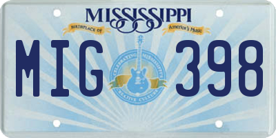 MS license plate MIG398