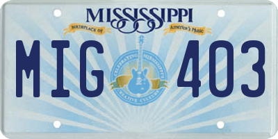 MS license plate MIG403