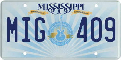MS license plate MIG409