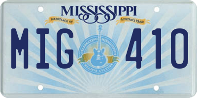 MS license plate MIG410