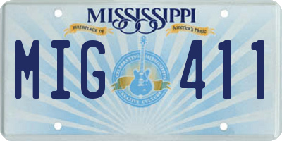 MS license plate MIG411
